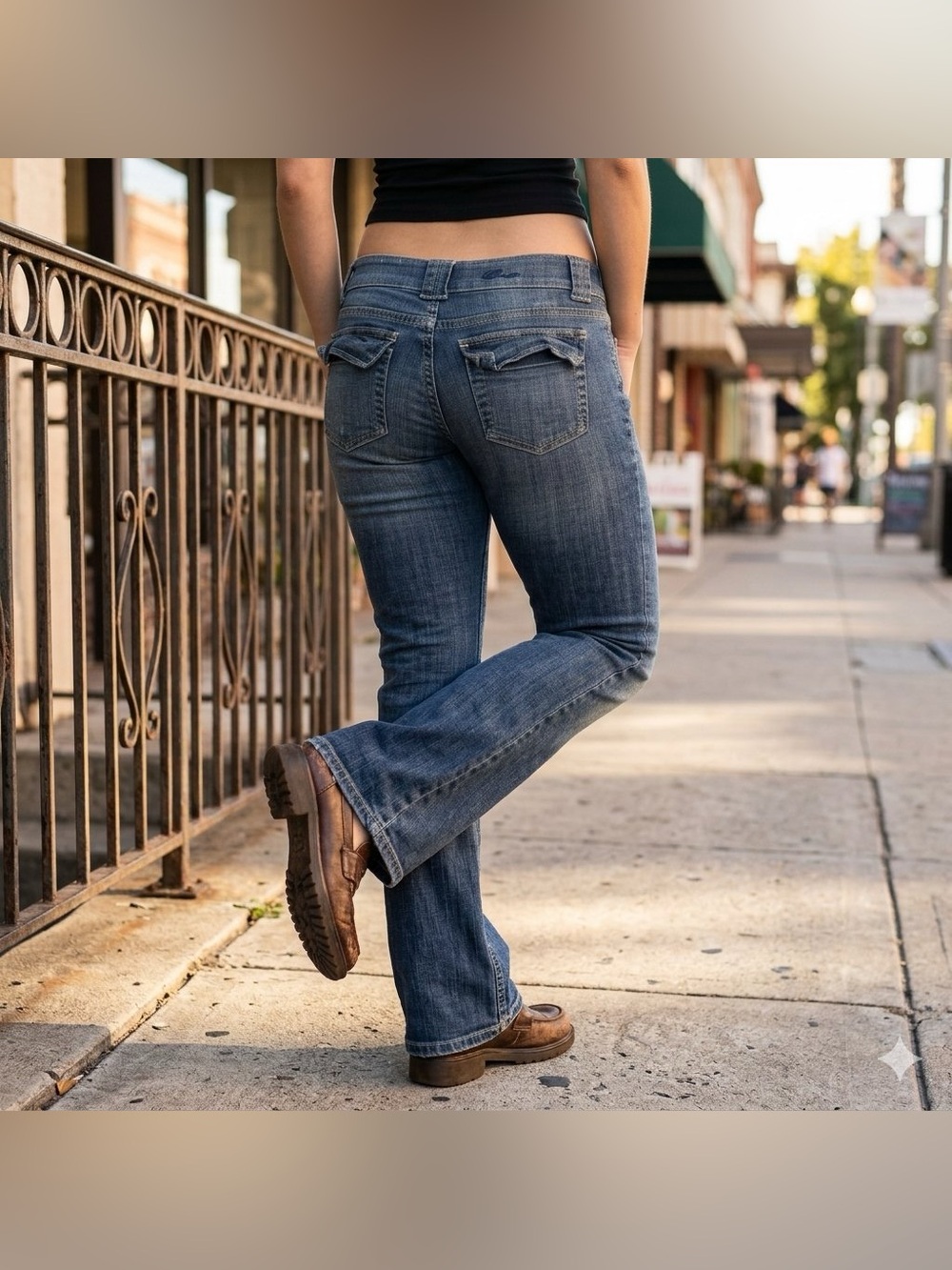VTG Guess Y2K Low Rise Bootcut Flap Pocket Jeans Sz 27 Made in Hong Kong